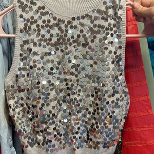 Silver Sequin Sleeveless Top